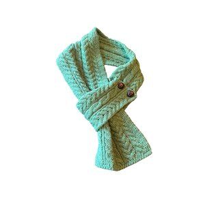 Aran Sweater Market Green Merino Wool Cable Knit Scarf Neck Wreap Ireland